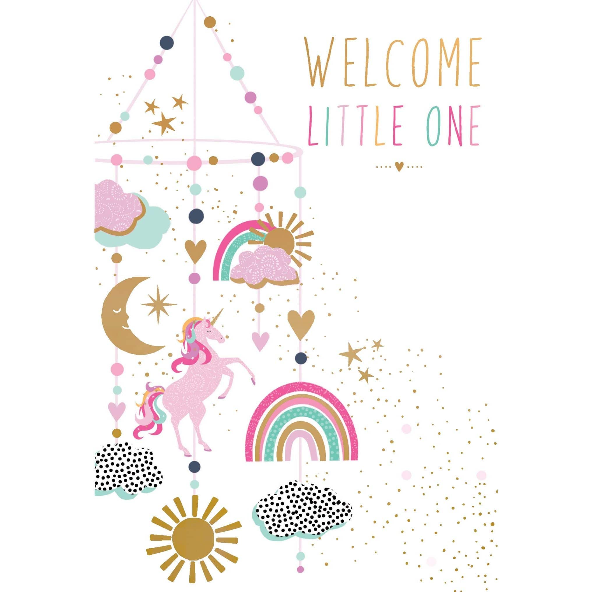 Pictura Mobile Baby Girl Card Sara Miller featuring colorful, decorative design for celebrating a baby girl.